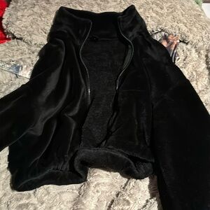 Black cropped fuzzy jacket